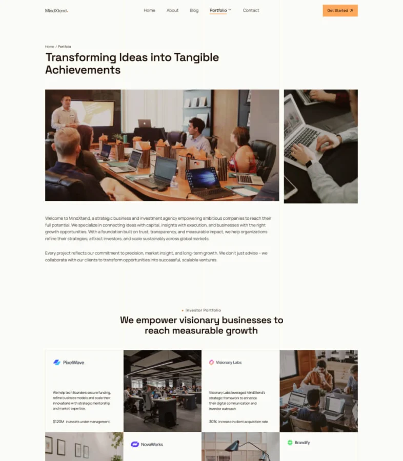 MindXtend Portfolio Page for Gutenberg