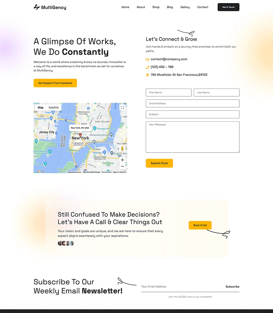 多用途Gutenberg网站模板_一键导入快速建站插图3-WP资源海 MultiGency Contact Page For Gutenberg