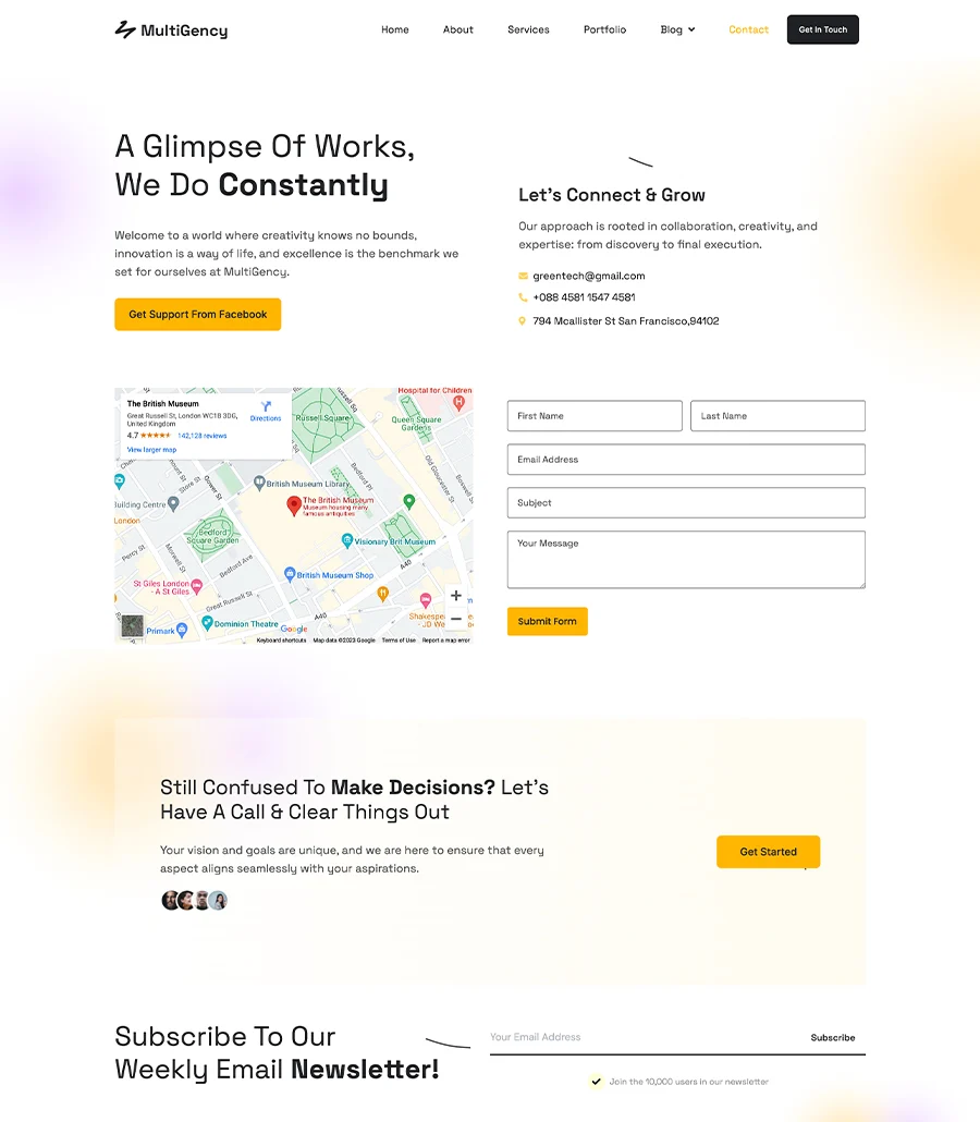 多用途Elementor网站模板_一键导入快速建站插图3-WP资源海 MultiGency Contact Page