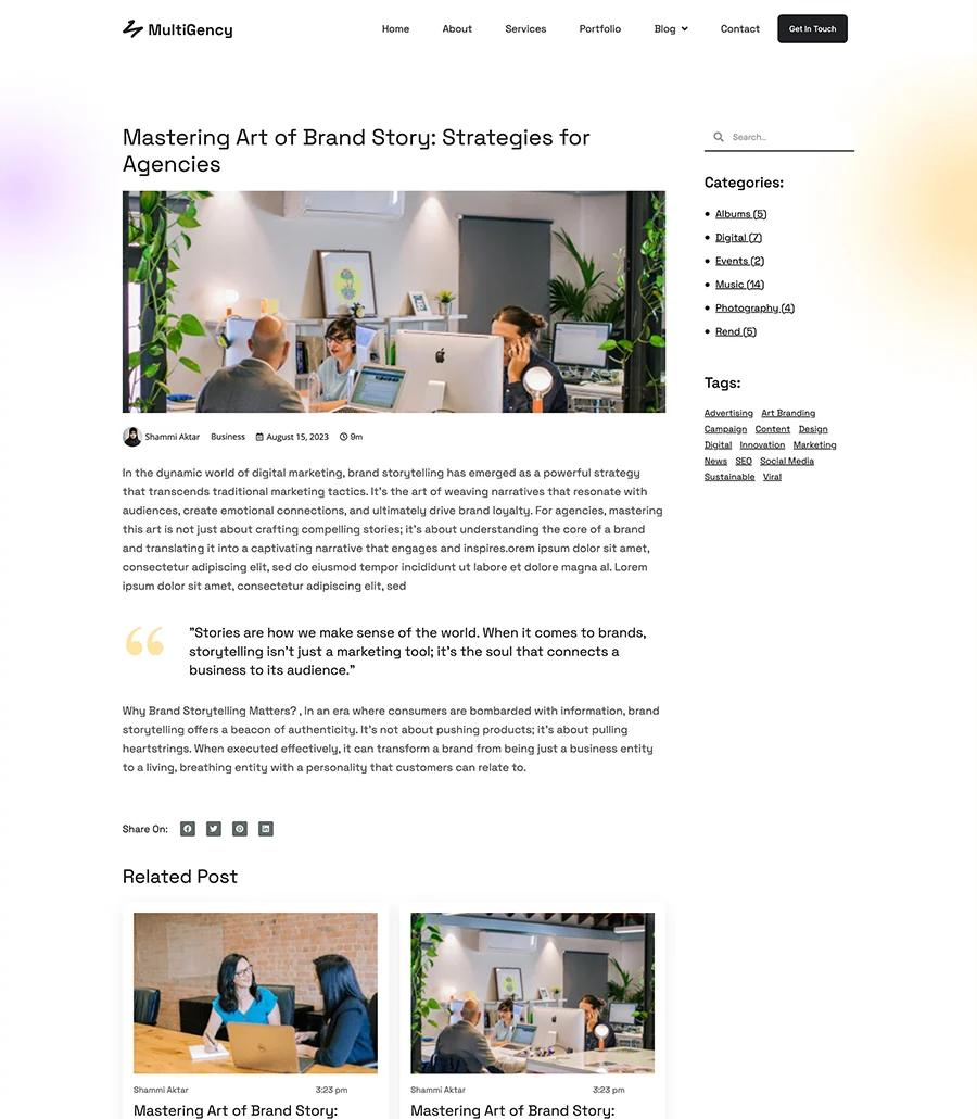 多用途Elementor网站模板_一键导入快速建站插图7-WP资源海 MultiGency Single Post Page