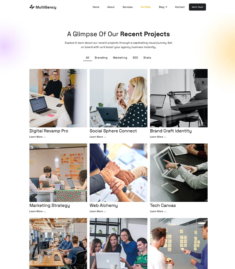 多用途Elementor网站模板_一键导入快速建站插图6-WP资源海 MultiGency Portfolio Page