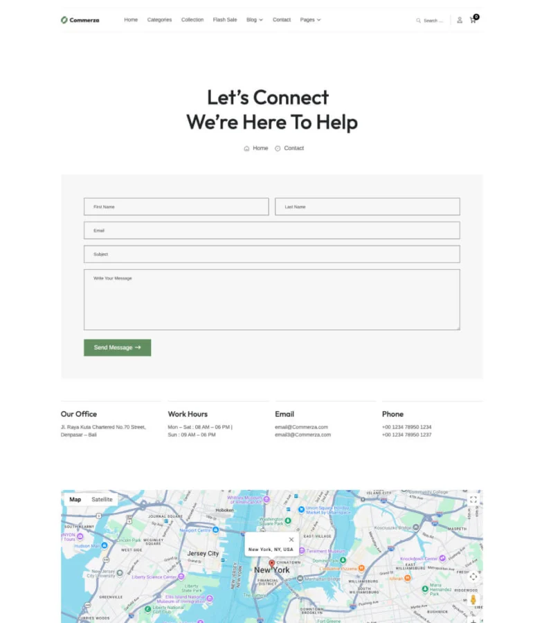 Commerza Contact Page For Gutenberg