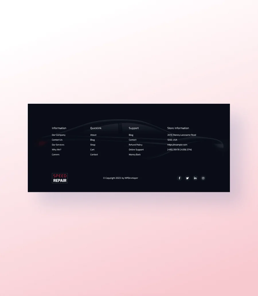 Speed Repair Footer Section For Gutenberg