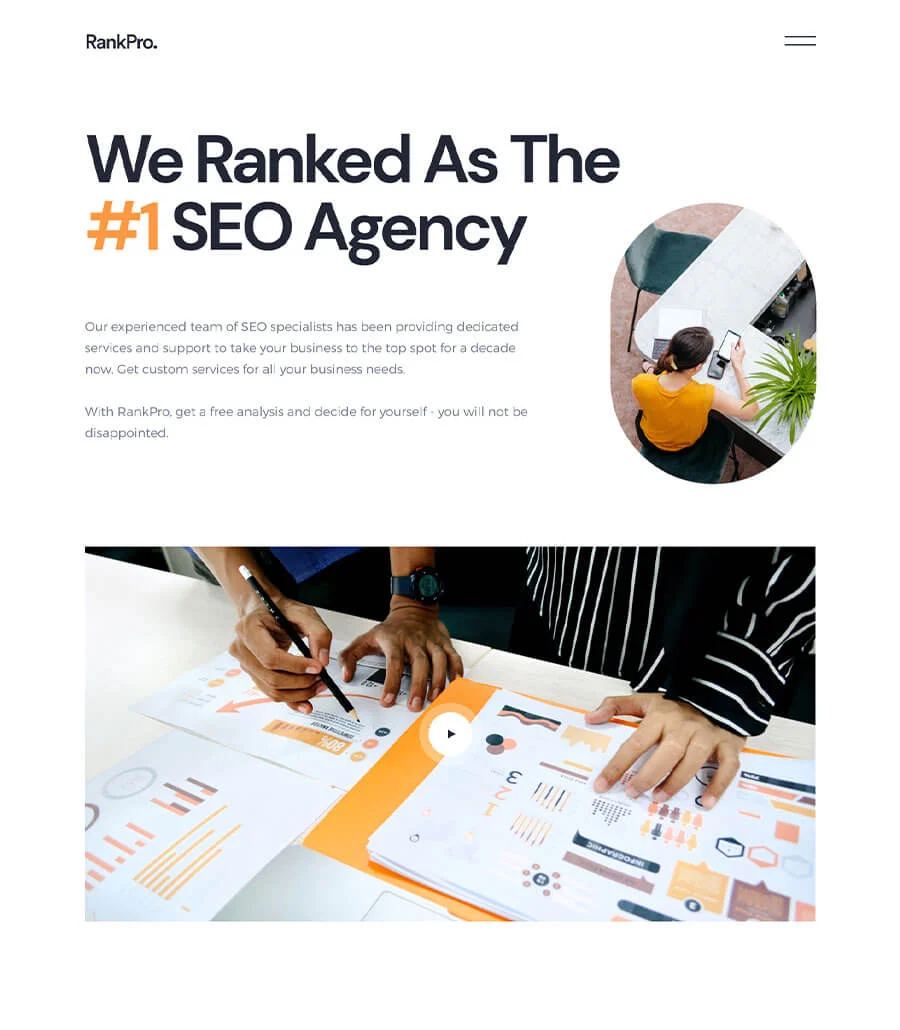 SEO 代理Elementor网站模板_一键导入快速建站插图3-WP资源海 RankPro About Page