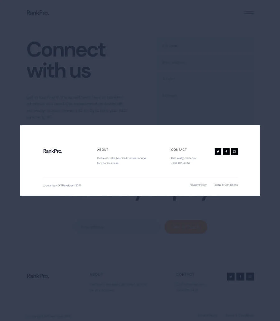 SEO 代理Elementor网站模板_一键导入快速建站插图7-WP资源海 RankPro Footer