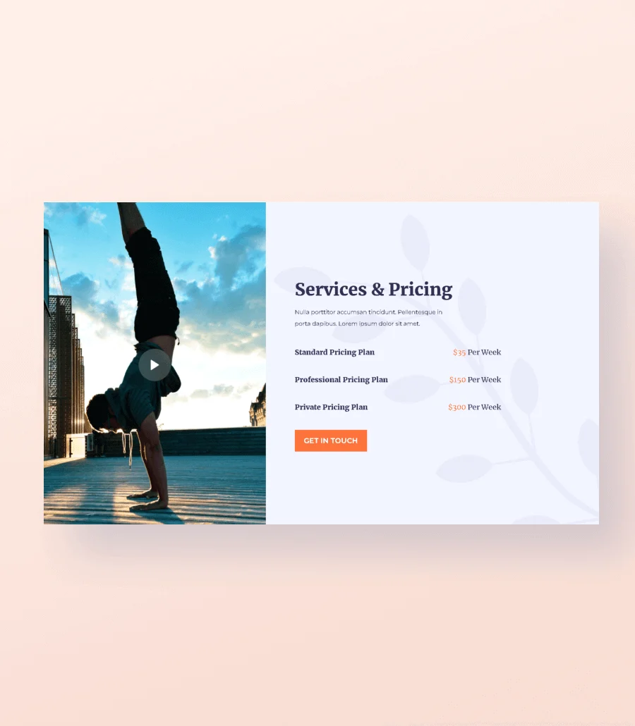 Do Yoga Service & Pricing Section For Gutenberg