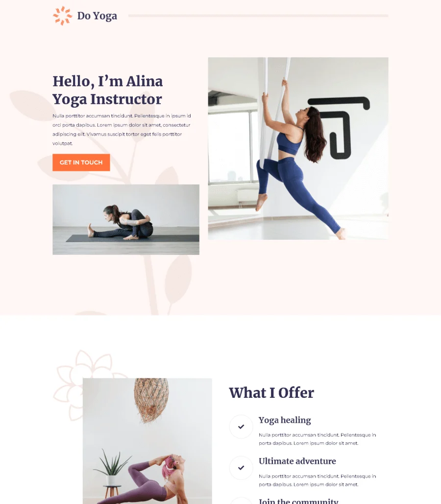 Do Yoga Landing Page For Gutenberg