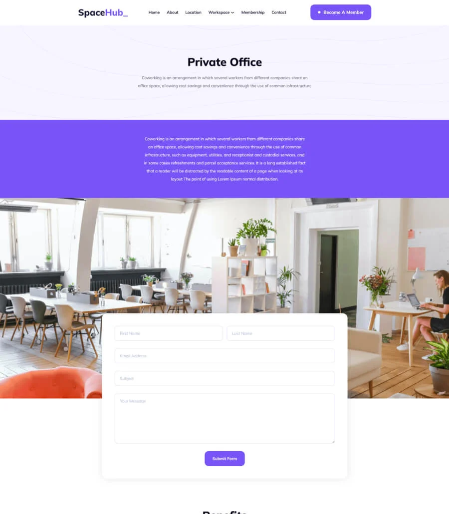 共享办公空间Gutenberg网站模板_一键导入快速建站插图6-WP资源海 Space Hub WorkSpace Single Page For Gutenberg