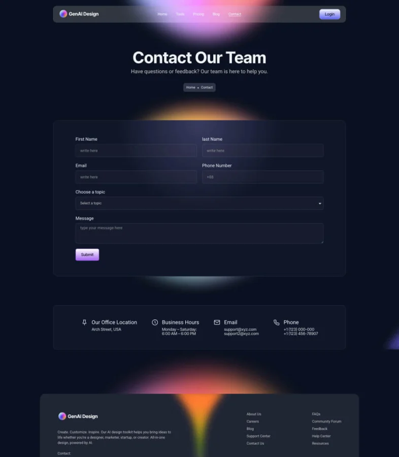 AI 设计生成Elementor网站模板_一键导入快速建站插图3-WP资源海 GenAI Contact Page for Elementor