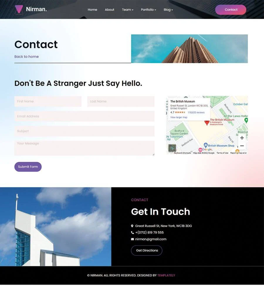 Nirman Contact Page