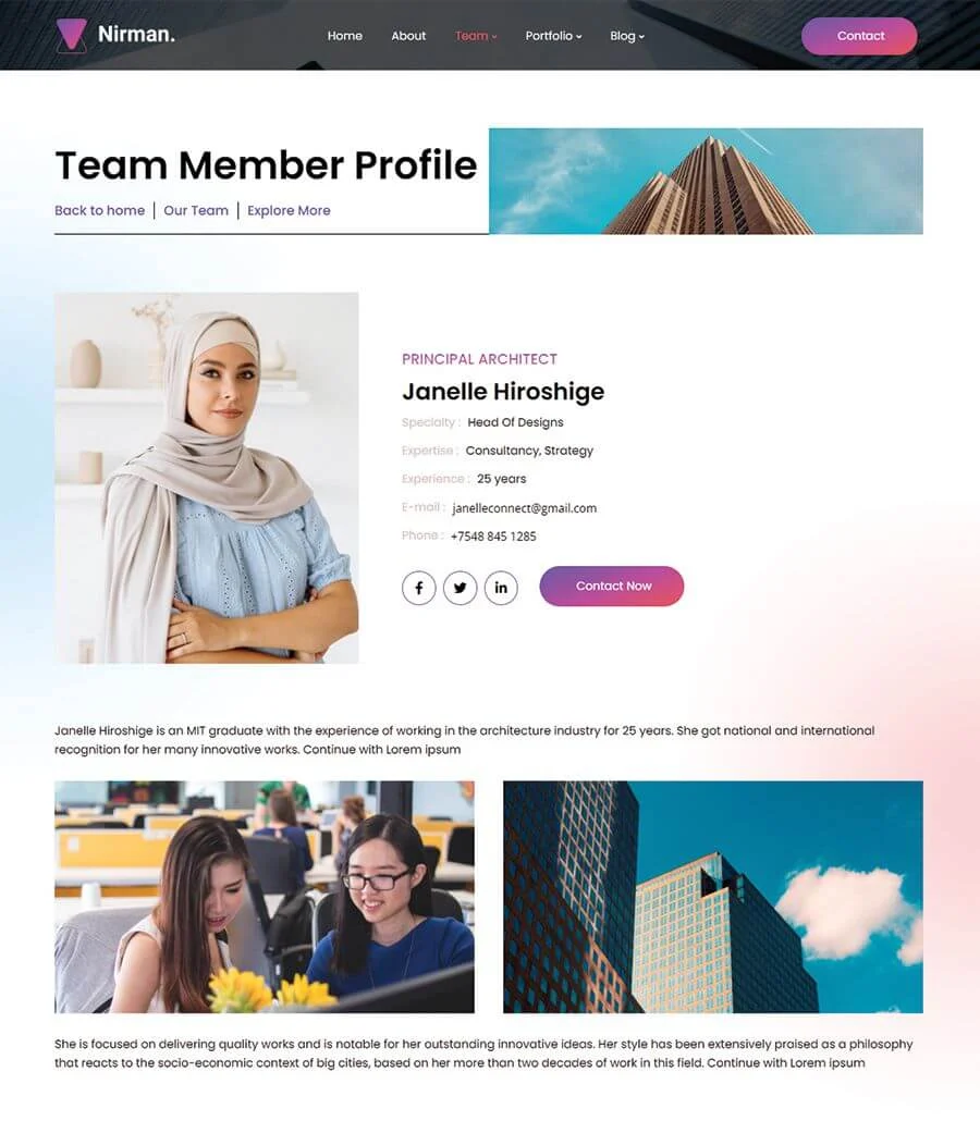 Nirman Team Details Page