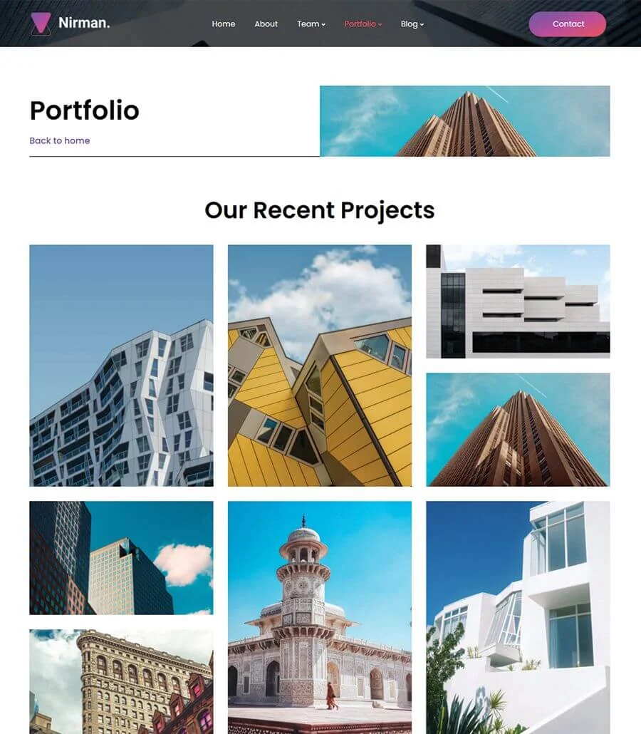Nirman Portfolio Page