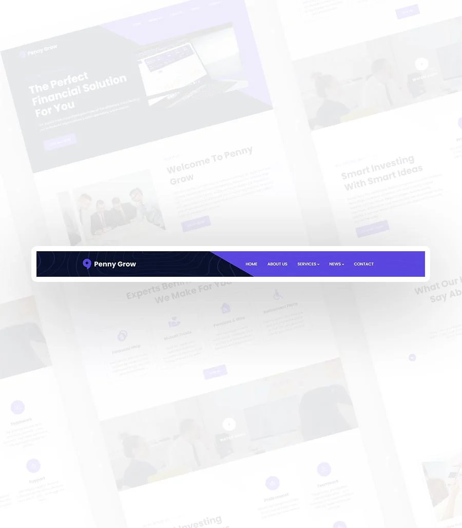 金融科技初创Elementor网站模板_一键导入快速建站插图8-WP资源海 Penny Grow Header