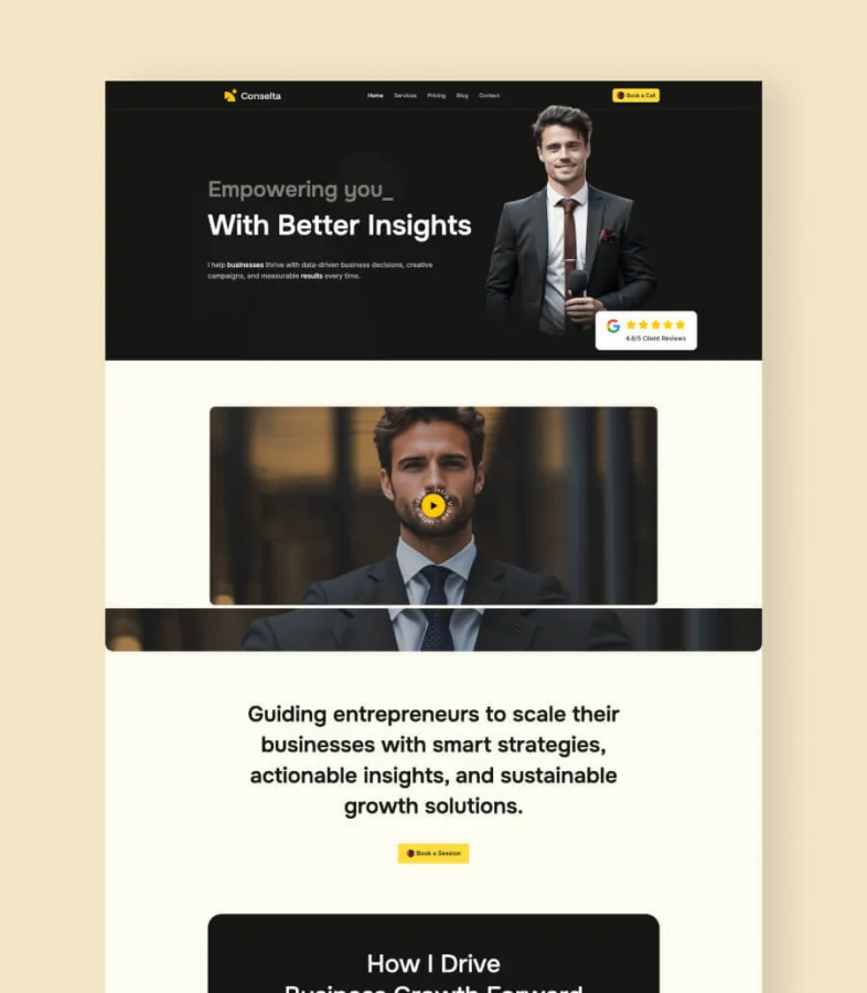 咨询作品集Gutenberg网站模板_一键导入快速建站插图1-WP资源海 Conselta Landing Page For Gutenberg