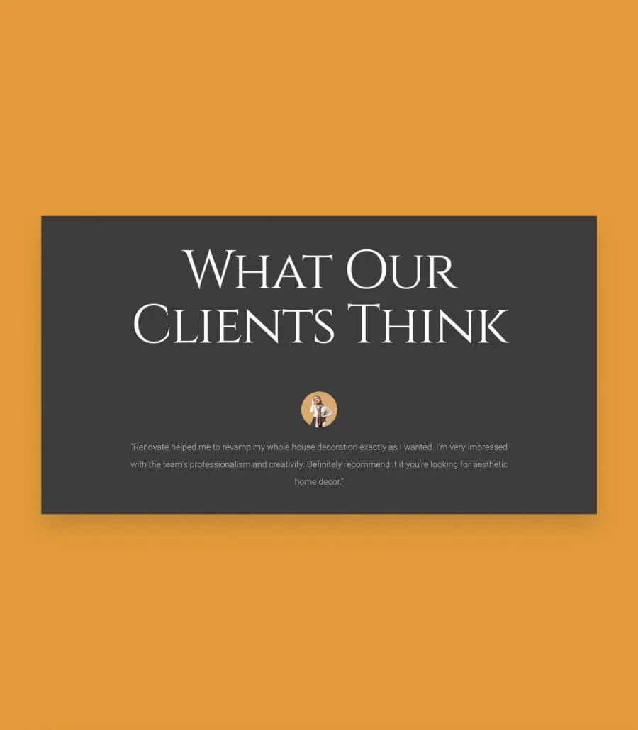 Renovate - Home Decor Testimonial Section for Gutenberg