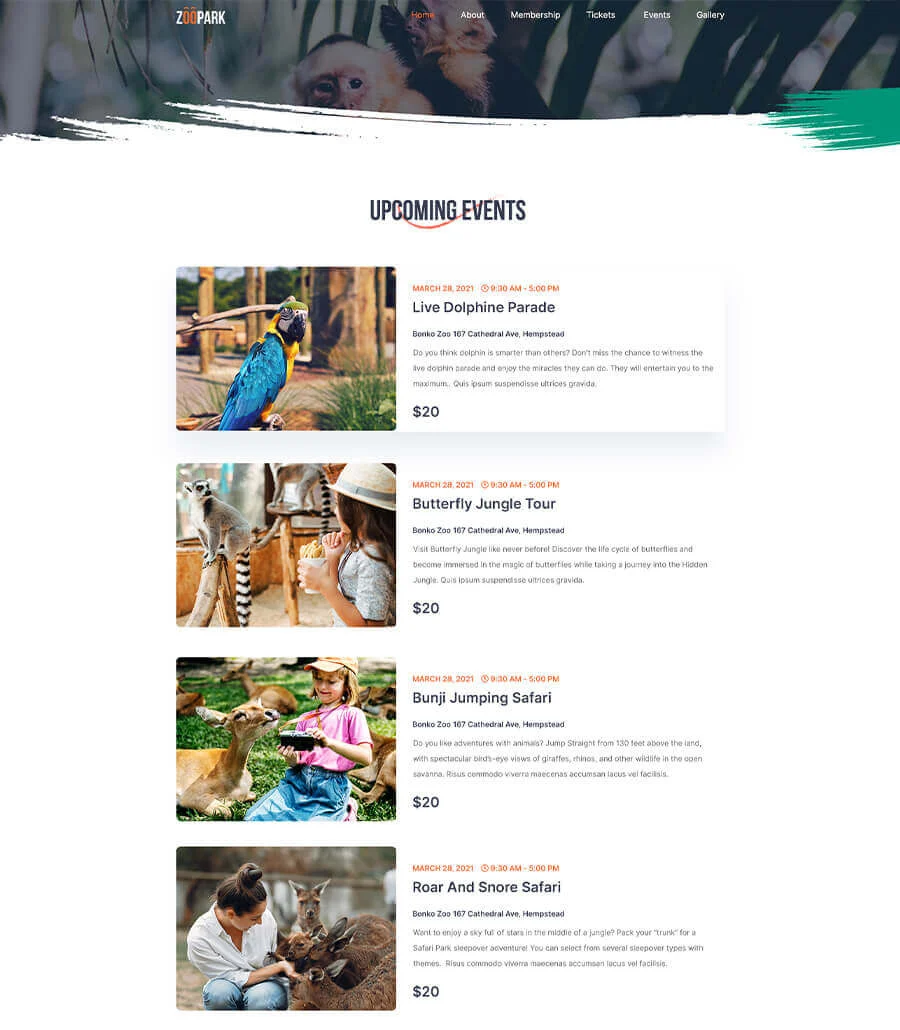 Zoo Park Event Page