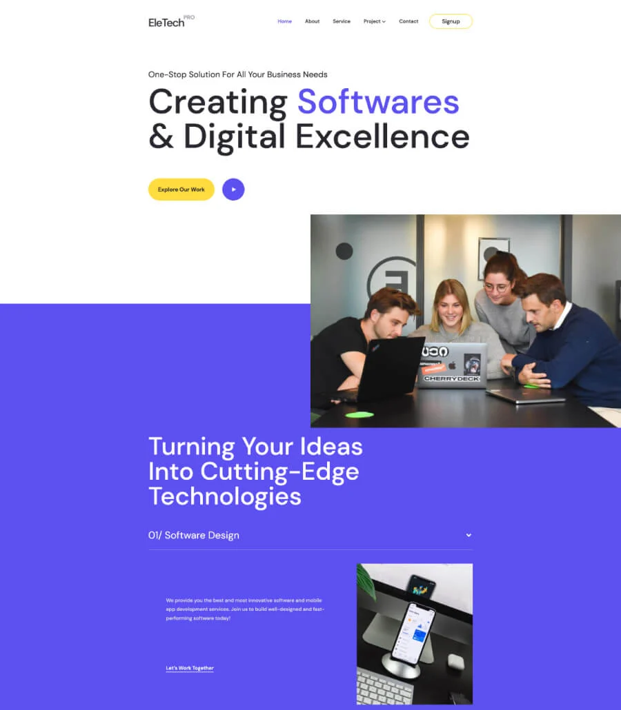 EleTech Home Page For Gutenberg