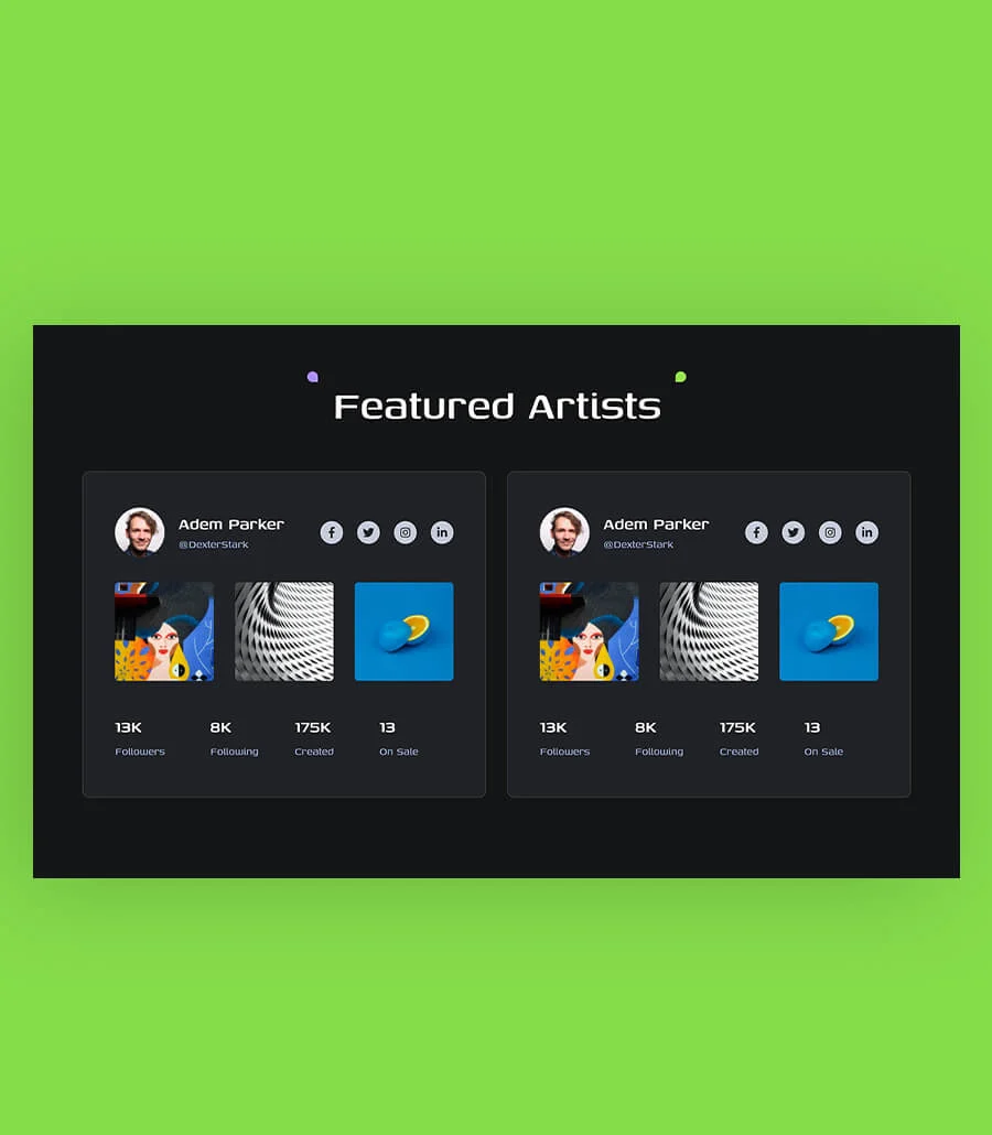 NFTCrypt Featured Artists Section For Gutenberg