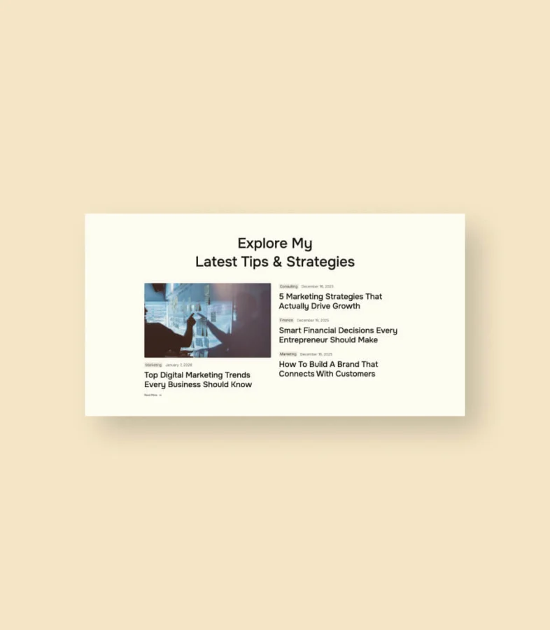 咨询作品集Gutenberg网站模板_一键导入快速建站插图10-WP资源海 Conselta Blog Section For Gutenberg