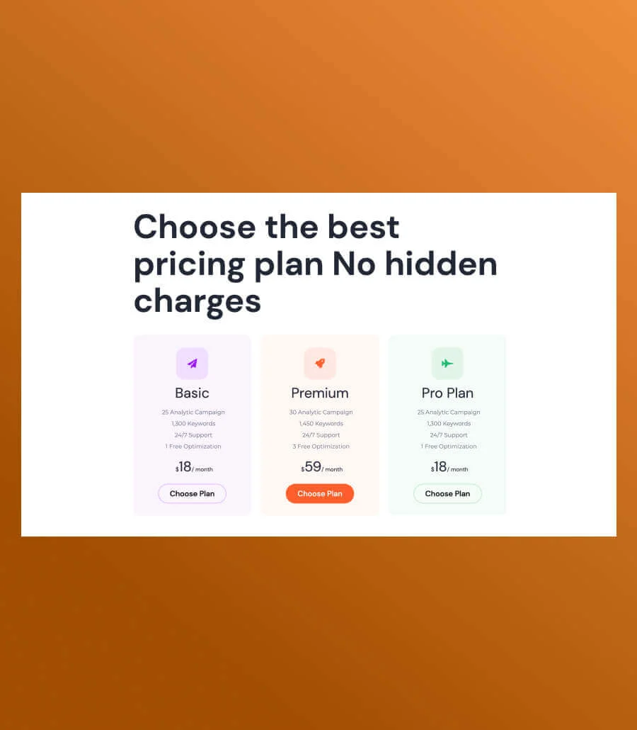SEO 机构Gutenberg网站模板_一键导入快速建站插图8-WP资源海 RankPro Pricing Section For Gutenberg