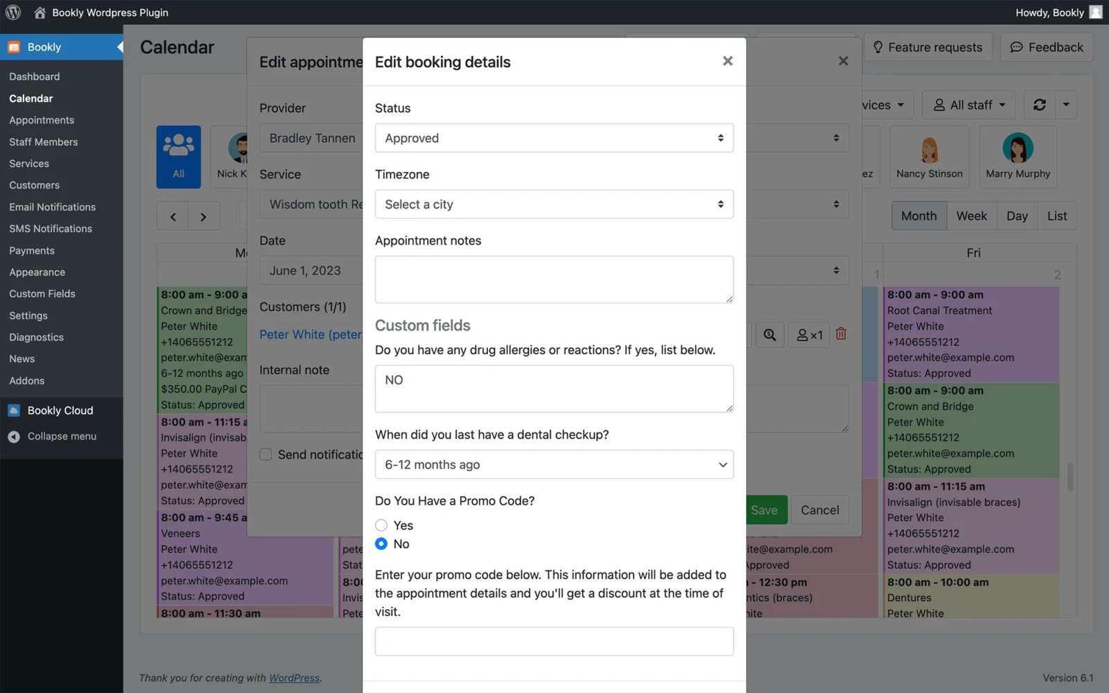 Bookly Square Payment (Add-on) 预约支付集成 WordPress 插件插图2-WP资源海 Various types of custom fields in your Bookly booking form