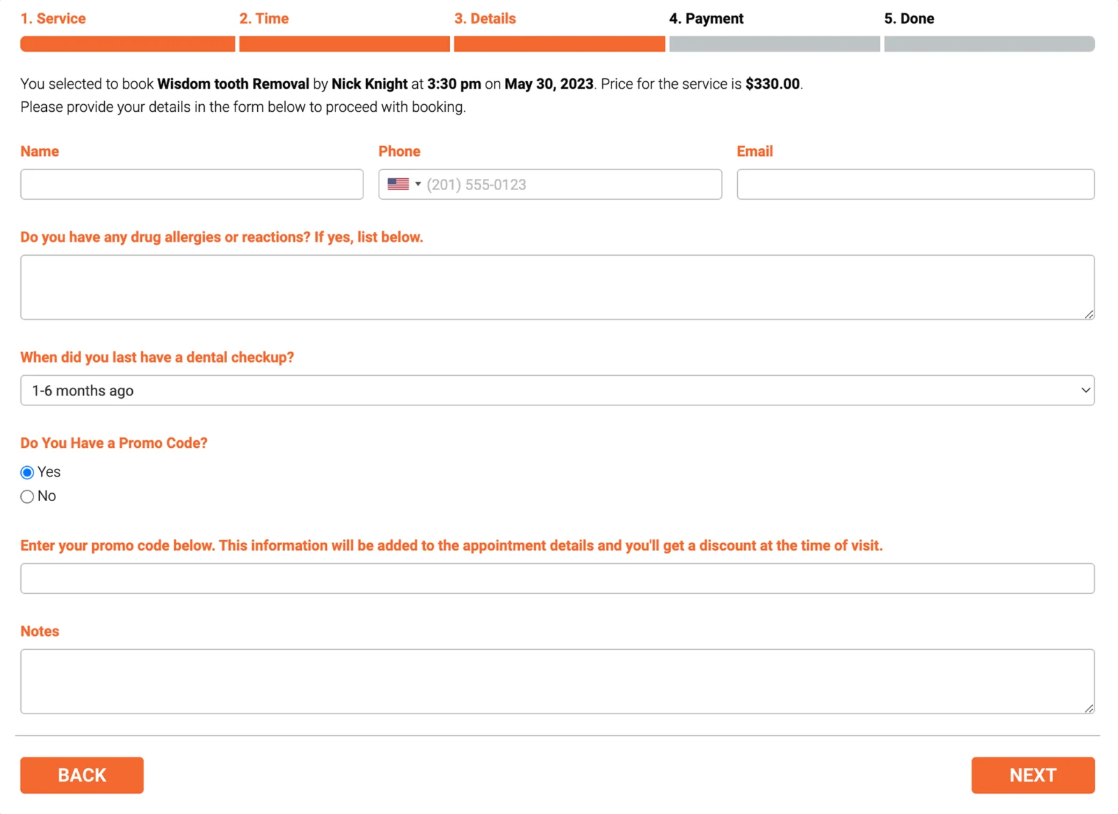 Bookly Square Payment (Add-on) 预约支付集成 WordPress 插件插图3-WP资源海 Various types of custom fields in your Bookly booking form