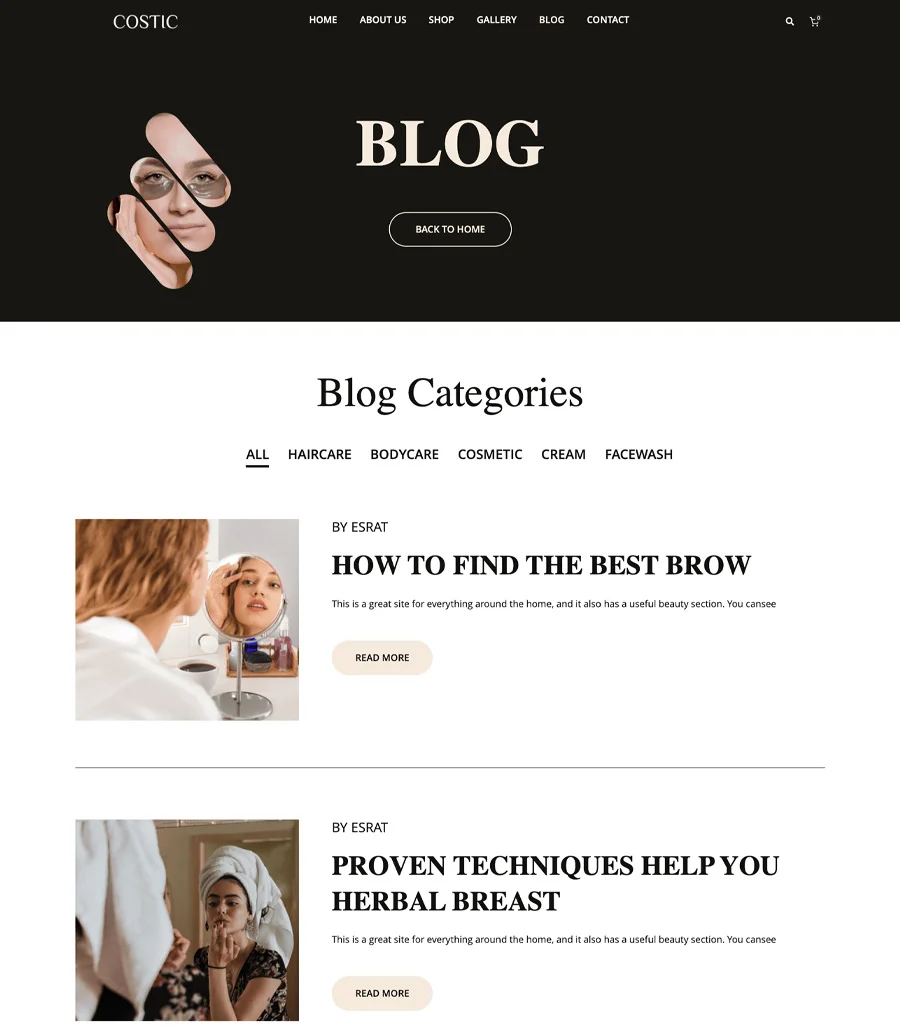 Costic Blog Page For Gutenberg
