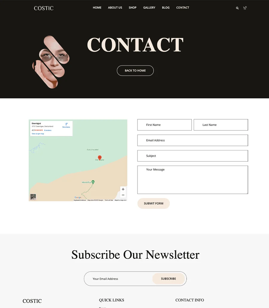 Costic Contact Page For Gutenberg