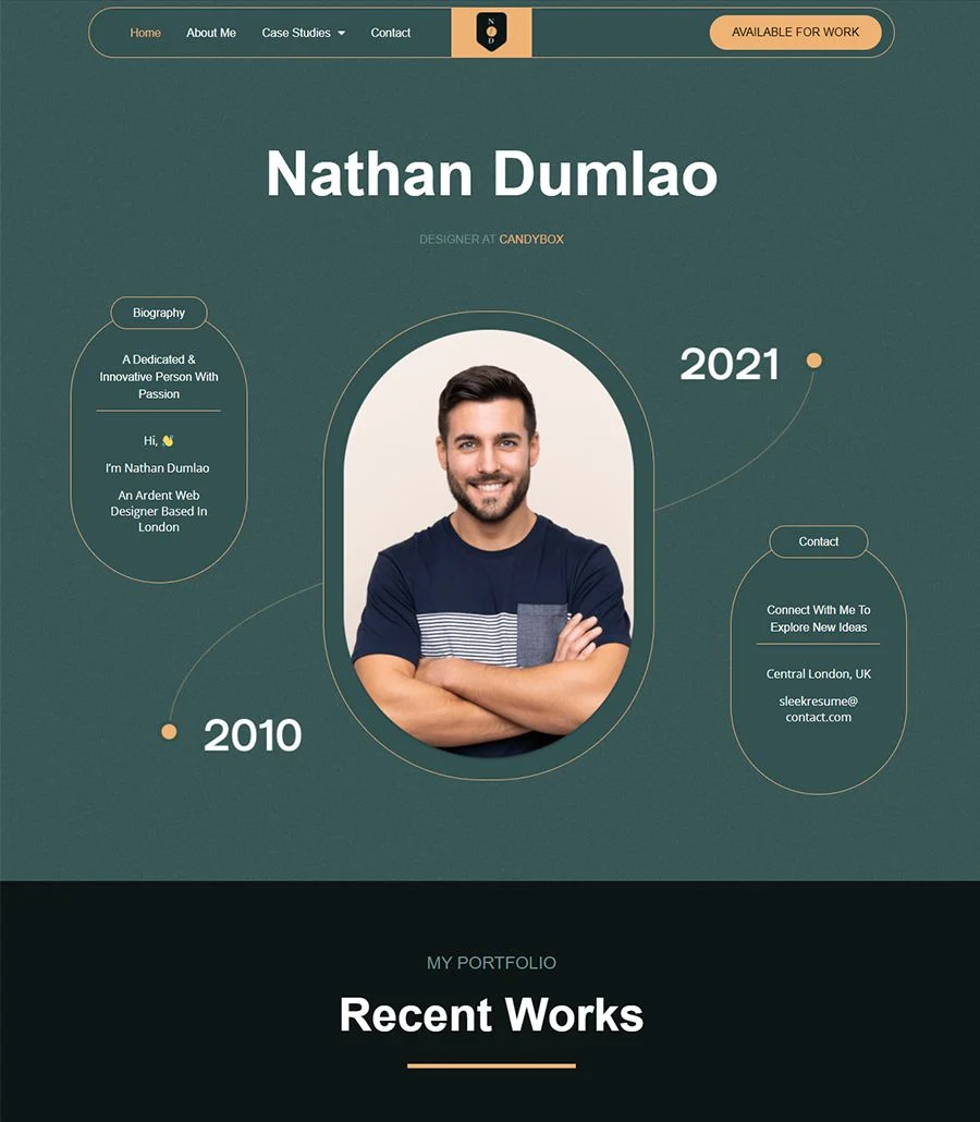 个人简历Elementor网站模板_一键导入快速建站插图1-WP资源海 SleekResume Home Page