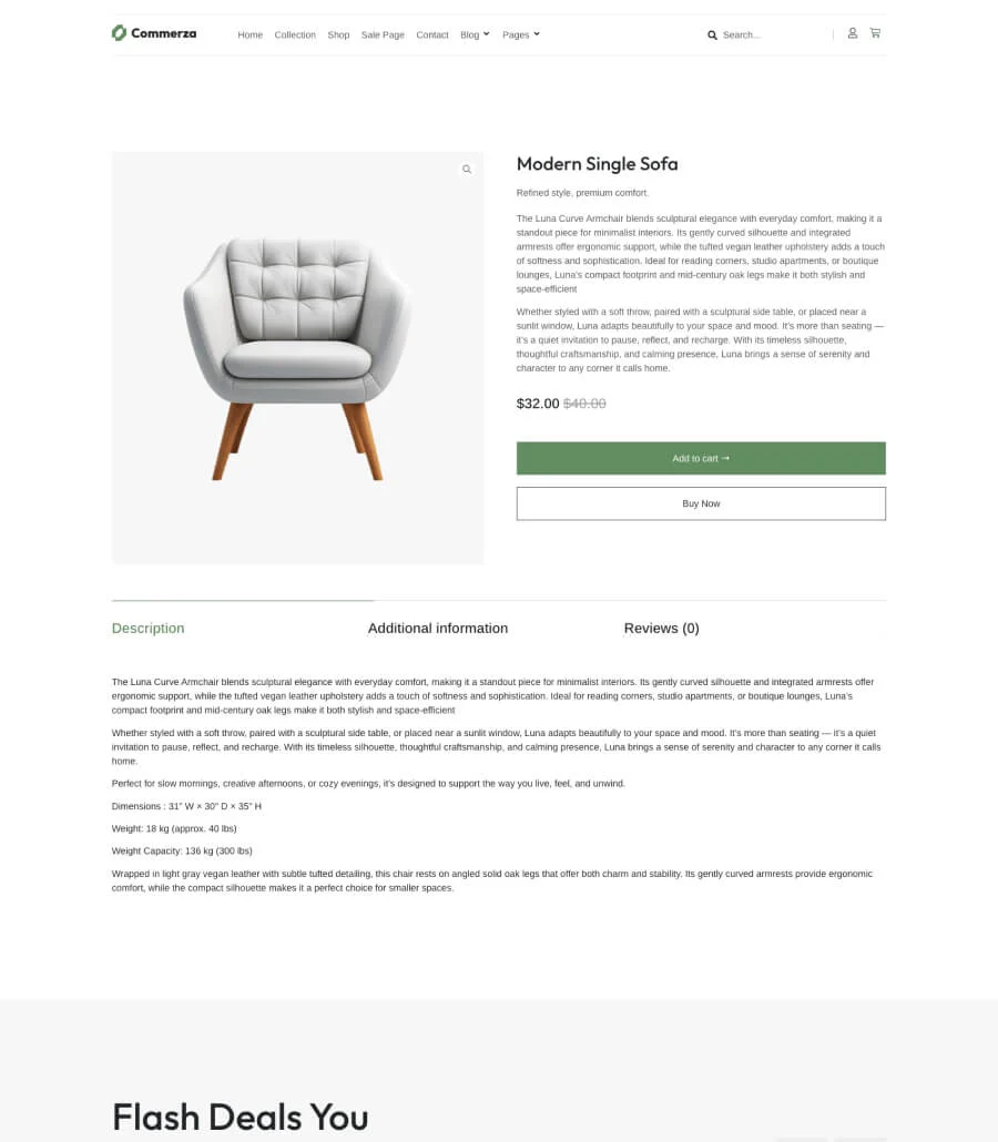 Commerza Product Details Page