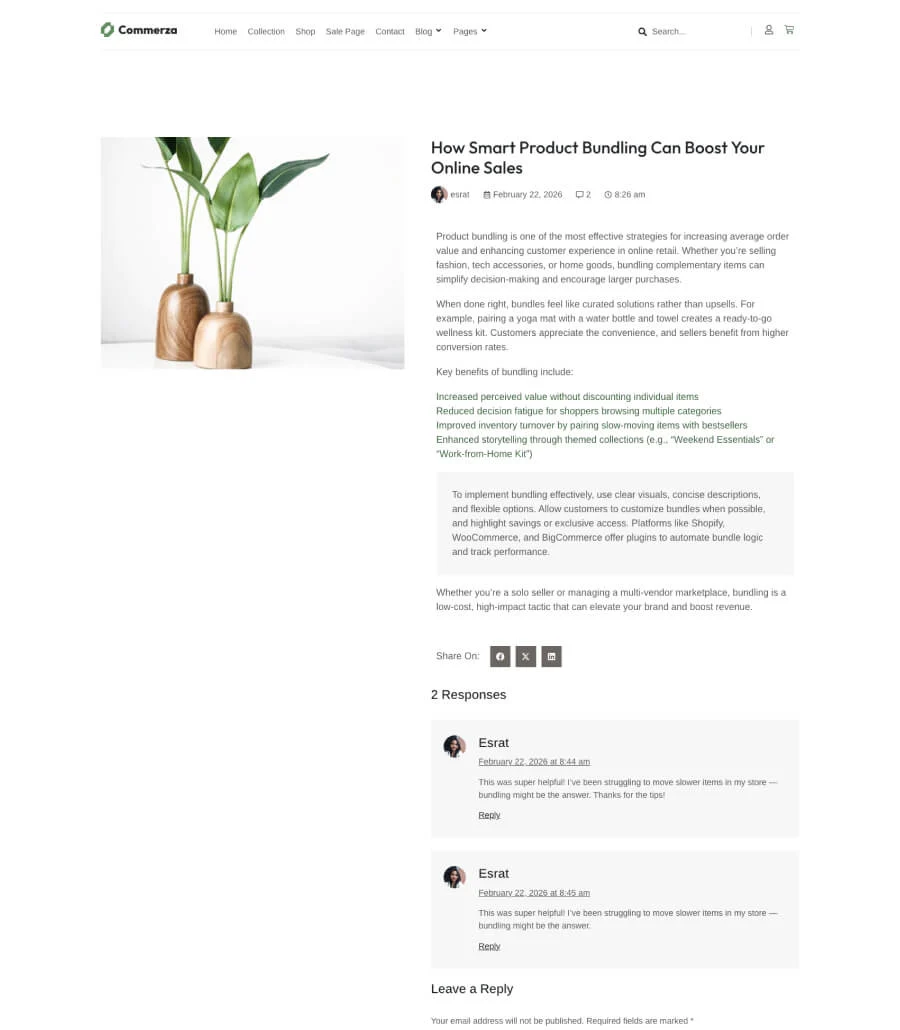 Commerza Blog Details Page
