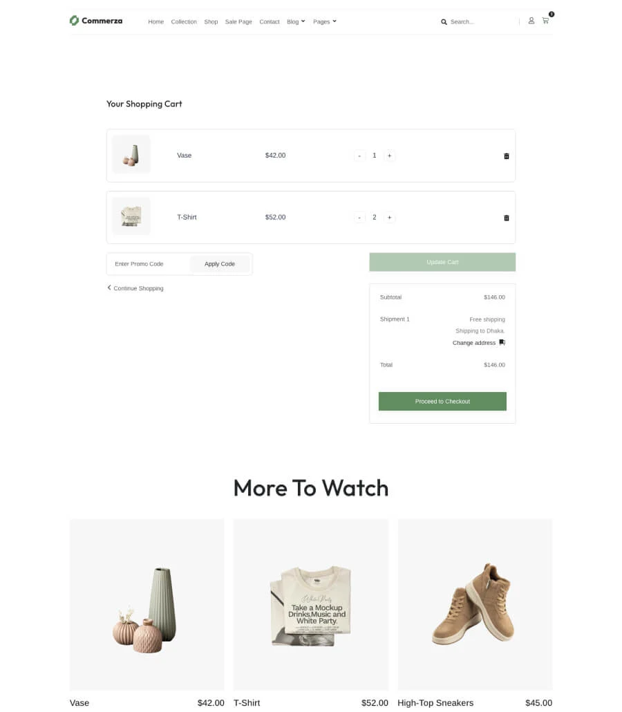 Commerza Cart Page