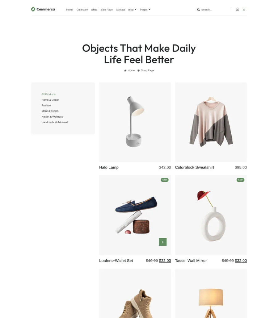 Commerza Shop Page