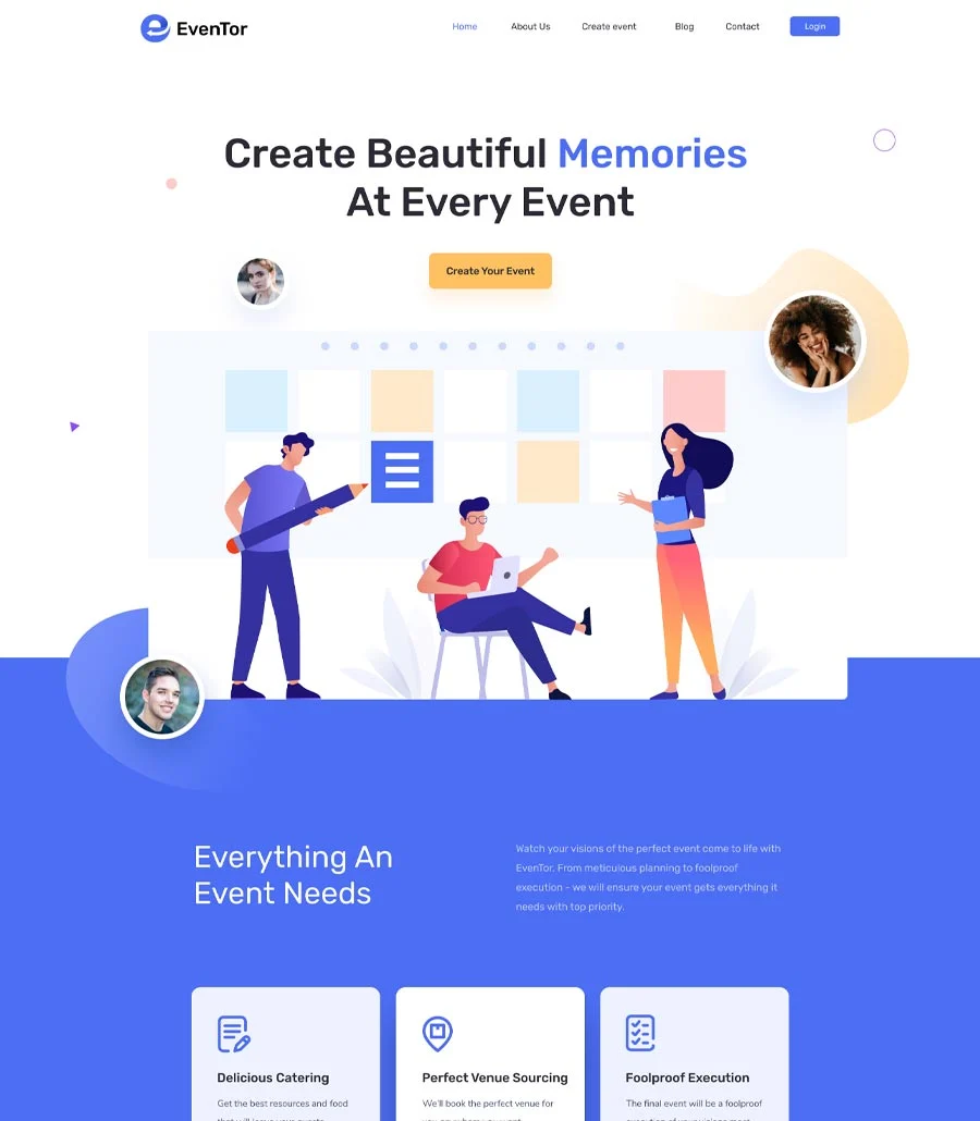 活动管理Elementor网站模板_一键导入快速建站插图1-WP资源海 EvenTor Home Page