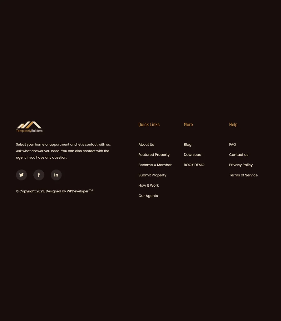 房地产Gutenberg网站模板_一键导入快速建站插图11-WP资源海 TemplatelyBuilders Footer Section For Gutenberg