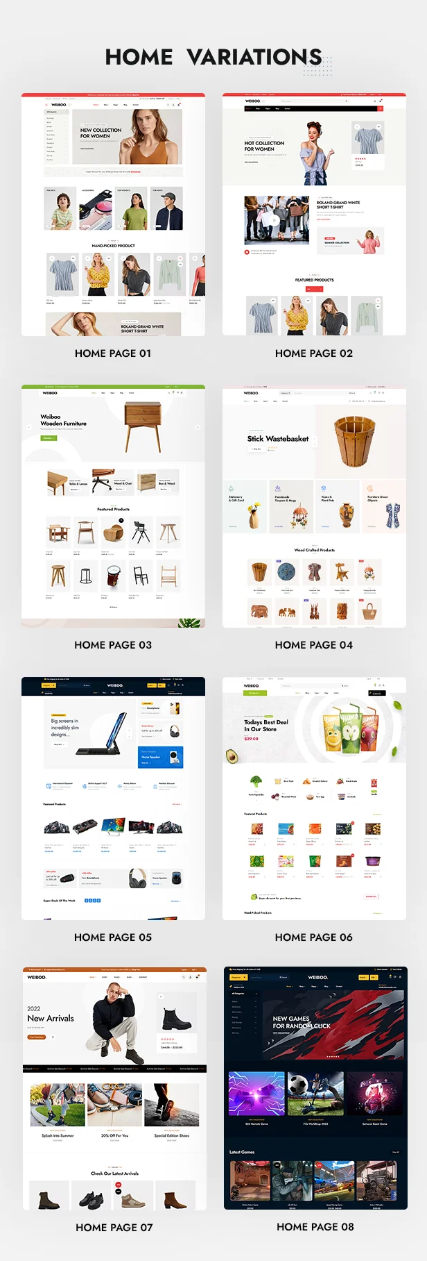Weiboo 多品类电商 HTML 模板插图-WP资源海 weiboo-woocommerce