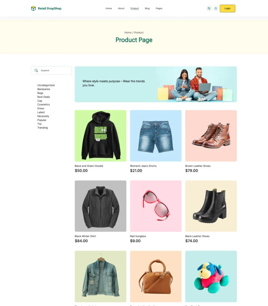 代发货Gutenberg网站模板_一键导入快速建站插图2-WP资源海 Retail DropShop Product Page For Gutenberg