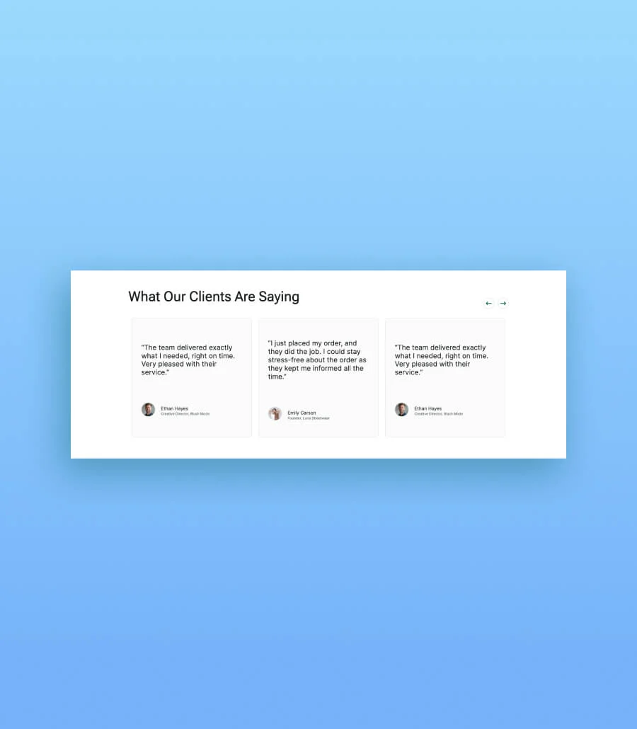 代发货Gutenberg网站模板_一键导入快速建站插图12-WP资源海 Retail DropShop Testimonial Section For Gutenberg