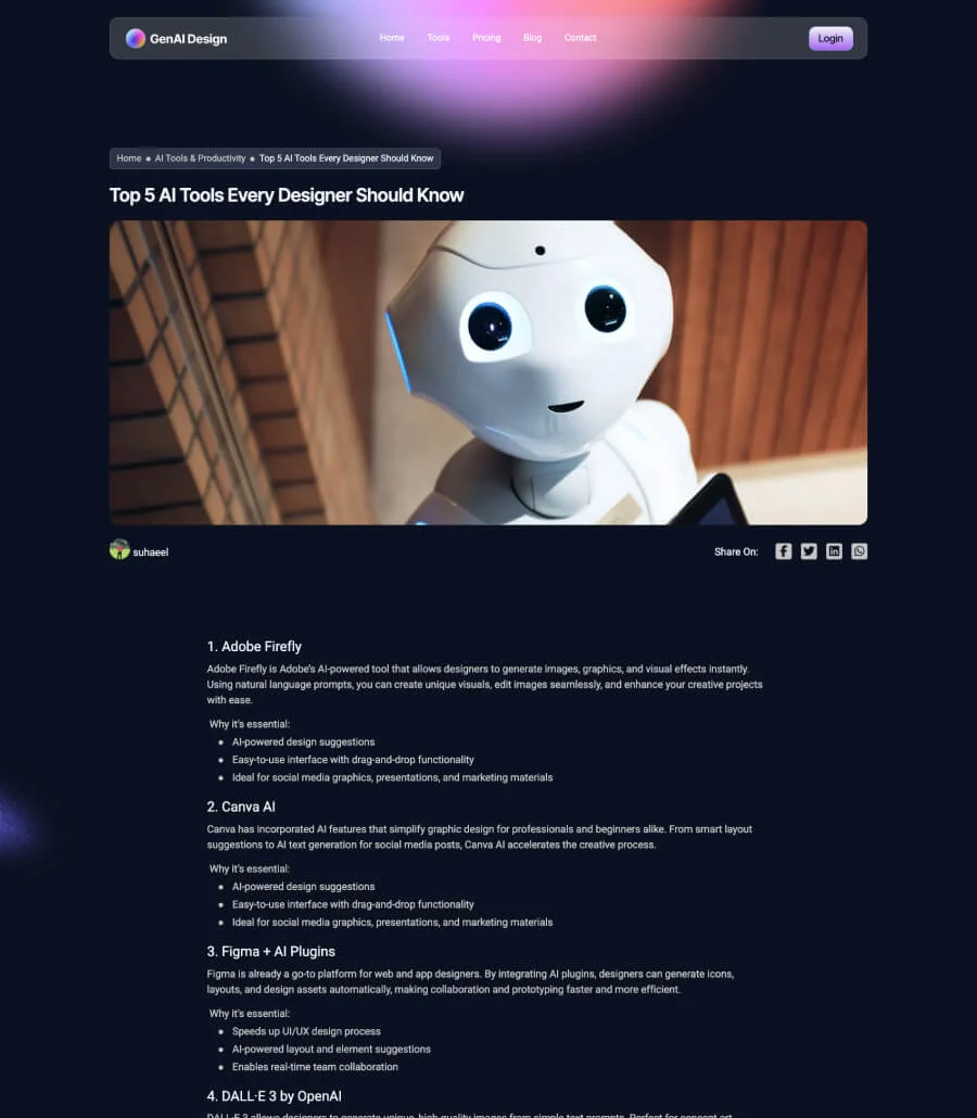 AI 设计生成Gutenberg网站模板_一键导入快速建站插图5-WP资源海 GenAI Blog Details Page for Gutenberg