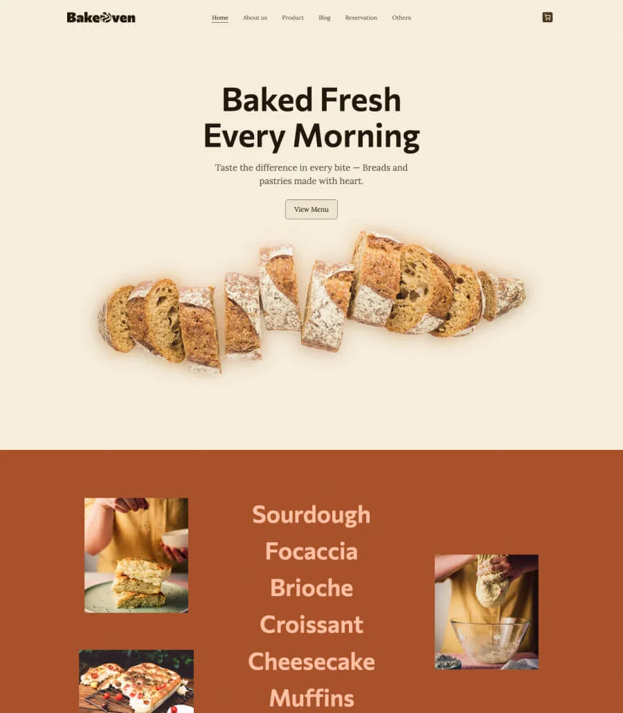 BakeOven Home Page For Gutenberg