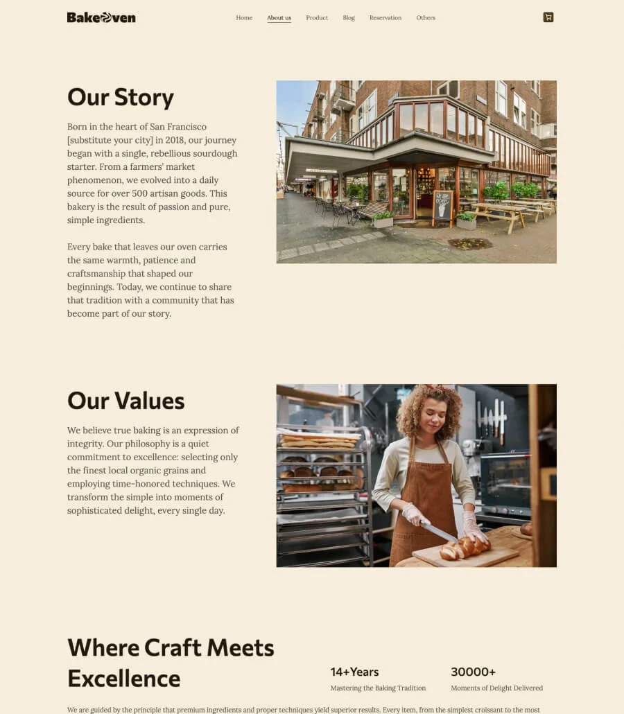 BakeOven About Page For Gutenberg