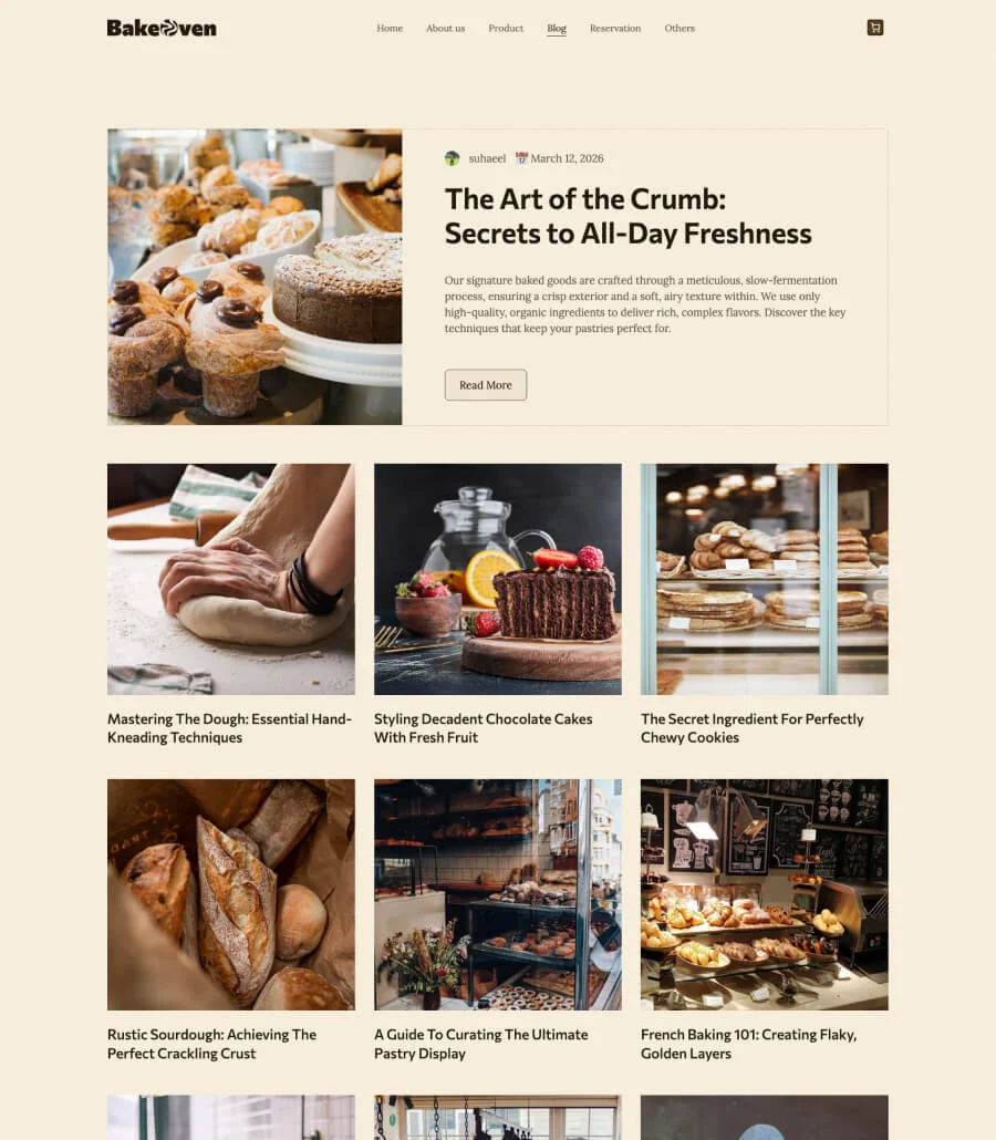BakeOven Blog Page For Gutenberg