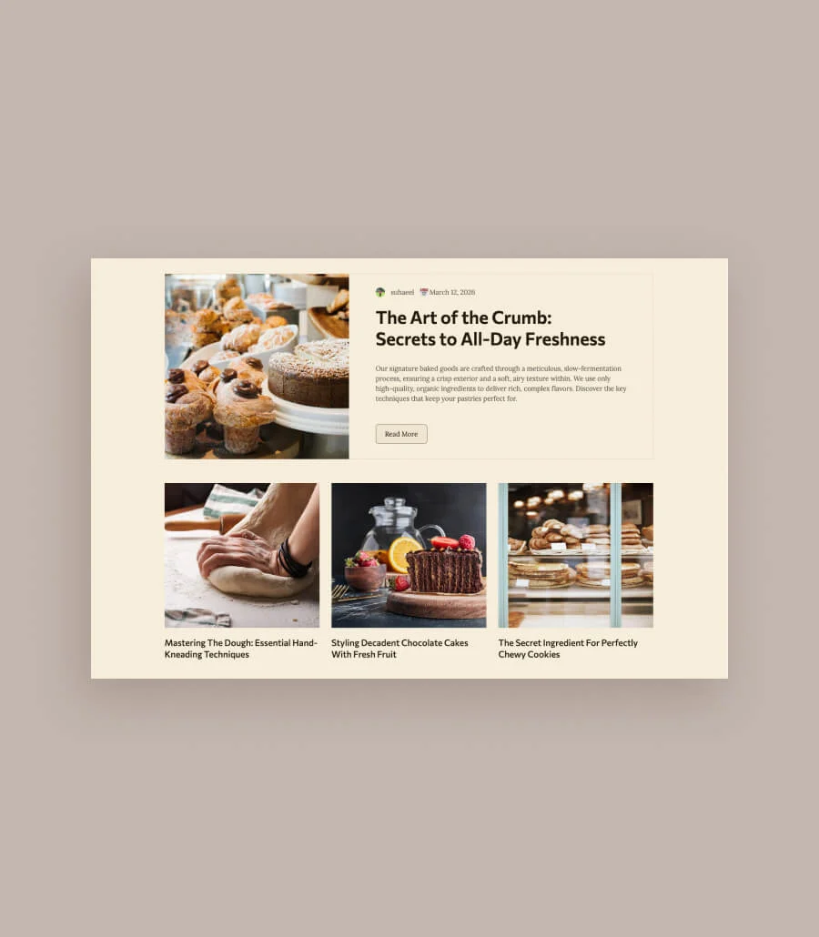 BakeOven Featured Blog Section For Gutenberg