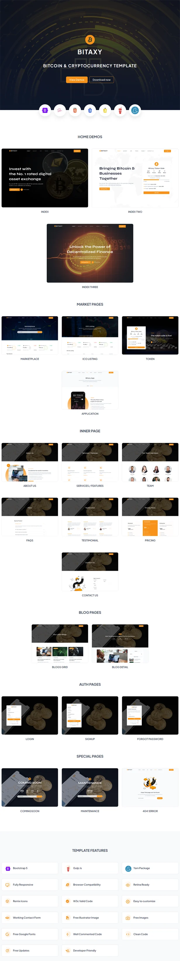Bitaxy 比*币数字资产 HTML5 模板插图-WP资源海 Bitaxy - Bitcoin & Crypto Currency HTML5 Template - 1