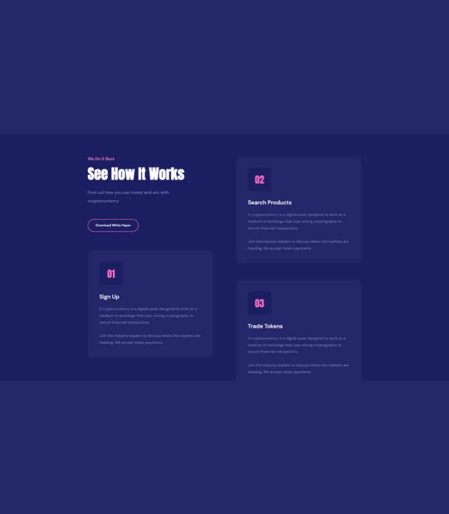 专属 落地页Gutenberg网站模板_一键导入快速建站插图3-WP资源海 CryptoCurrency Services Section For Gutenberg