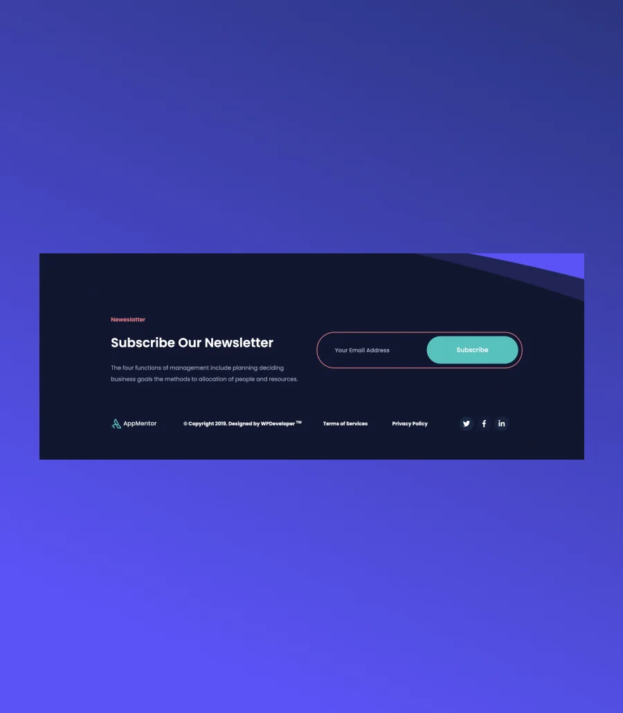 AppMentor Footer Section For Gutenberg