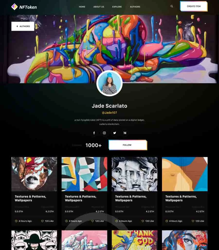 NFToken Author Profile Page