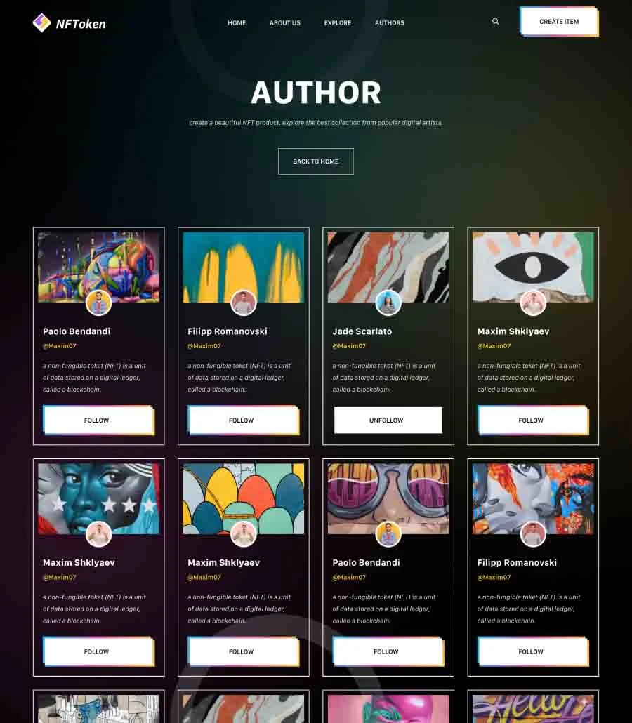 NFToken Author Page
