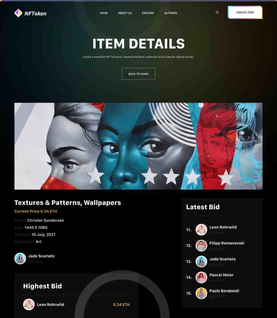 NFToken Item Details Page