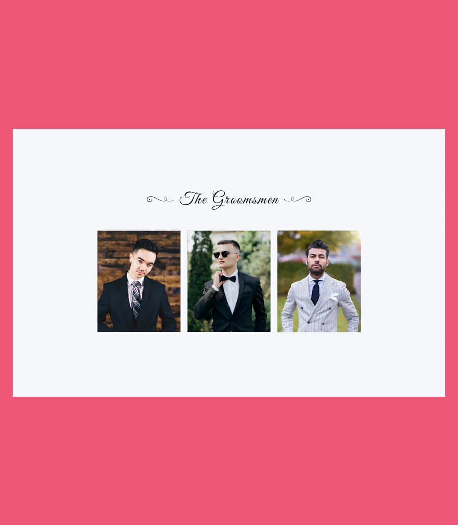 婚礼Gutenberg网站模板_一键导入快速建站插图9-WP资源海 EleMoment Groomsmen Section For Gutenberg